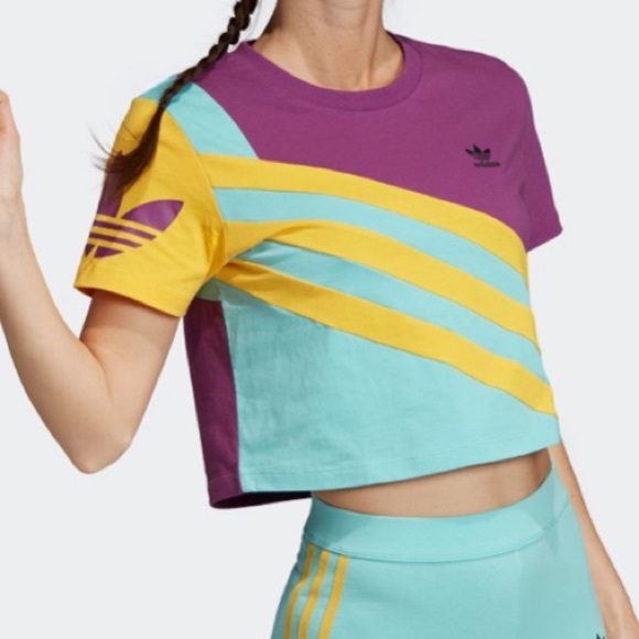 adidas crop top yellow